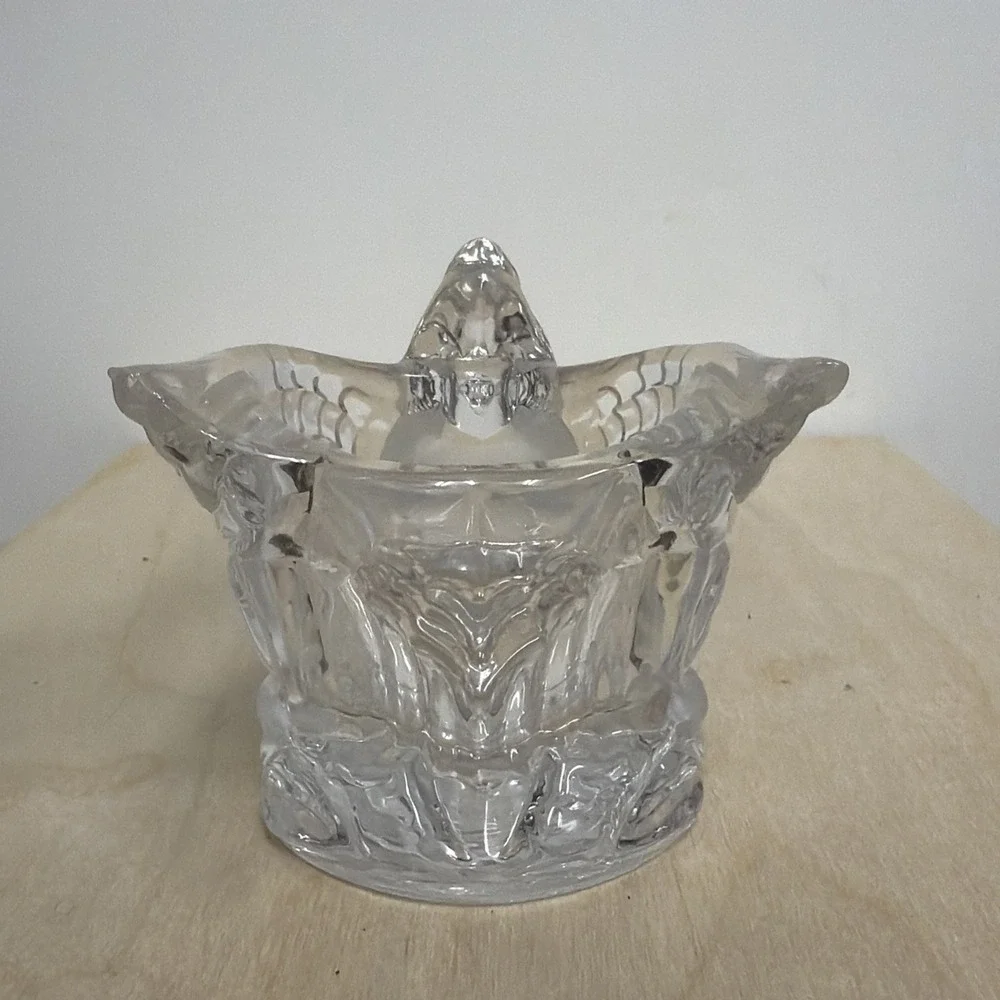 Gorham Clear Crystal‎ Glass CARDINAL Candle Tea Light Votive Holder Bird
